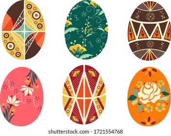 Ilustración de Huevos de Pascua ucranianos con diseño llamado Pysanka