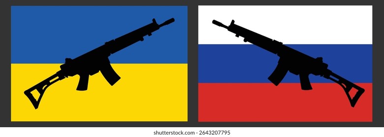 ilustração de caças ucranianos vs russos em um estilo minimalista, representando conflitos geopolíticos
