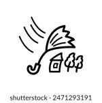 An illustration of an umbrella breaking in the wind