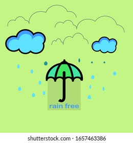 Illustration of umbrella, clouds and rain icons