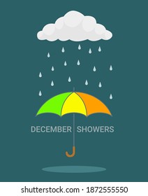 paraguas ilustrativo, lluvia de diciembre, arte vectorial