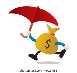 illustration of umbrella and money