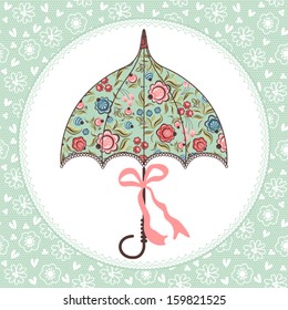 illustration of an umbrella on a lace background