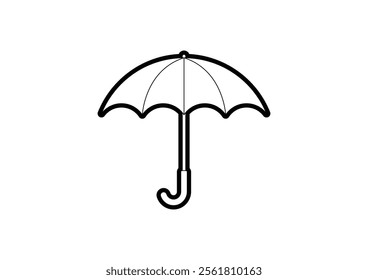 Illustration of an umbrella on a white background using an outline style