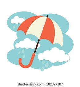 Illustration Umbrella Rain Clouds Stock Vector (Royalty Free) 182899187 ...