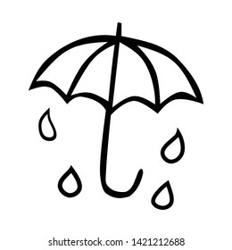 illustration of an umbrella with raindrop silhouette, suitable for creative logos