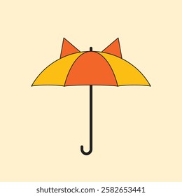 Illustration umbrella retro with outline unique design