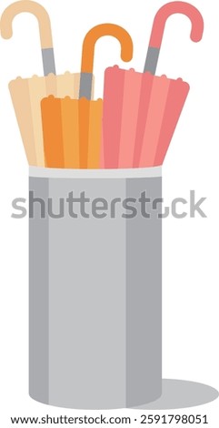 Illustration of an umbrella in a simple umbrella stand