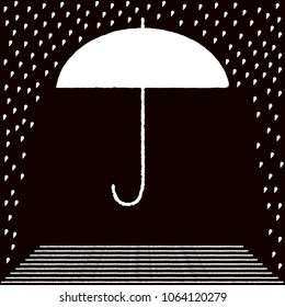 illustration umbrella under the rain