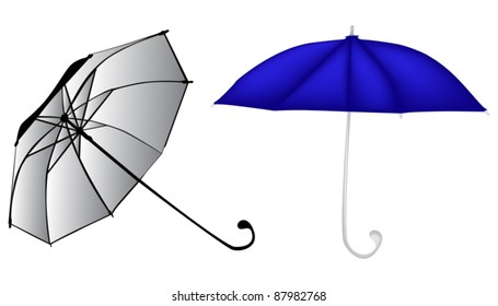 illustration with umbrellas isolated on white background