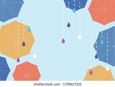 Illustration of umbrellas and rain .