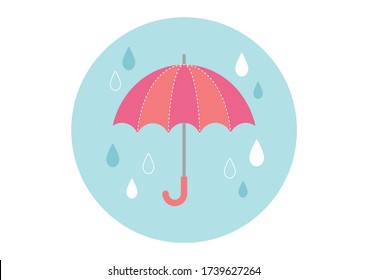 Illustration of umbrellas and rain.vector illustration.