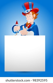 Illustration of Uncle Sam with Paper Banner