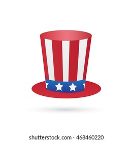 Illustration of an uncle sam patriotic hat isolated on a white background.