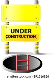 illustration of under construction barrier over white background