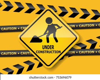 illustration of under construction road sign work in progress vector background