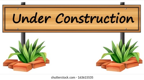 Illustration of an under construction sign on a white background