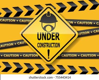 illustration of under construction  sign work in progress vector background