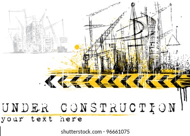 illustration of under construction site with building