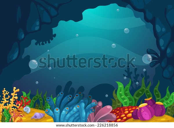 Illustration Under Sea Background Vector Stock Vector (Royalty Free ...