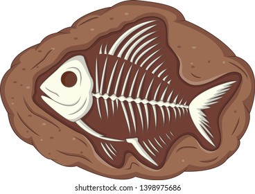 Illustration of underground fish fossil 