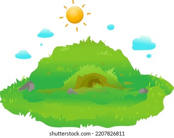 Illustration of an Underground Hole in a Mound as Animal Habitat