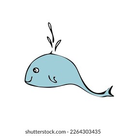 Illustration underwater animals. Marine coloring doodle with different nautical elements.