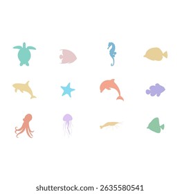 Illustration of underwater creatures Cute colorful design