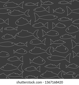 Illustration of underwater life. Pattern of various fish