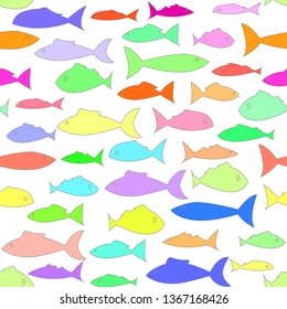 Illustration of underwater life. Pattern of various fish