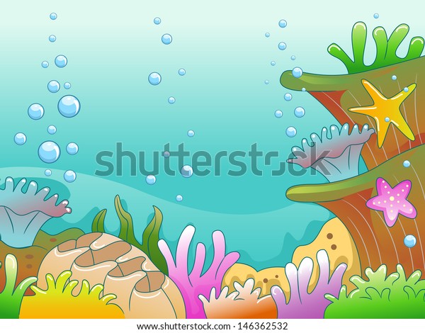 Illustration Underwater Scene Stock Vector (royalty Free) 146362532 