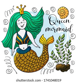 Illustration underwater world, marine clipart. Seamless pattern for cards, flyers, banners, fabrics