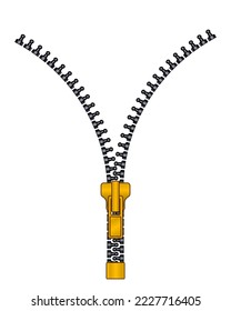 Illustration of an unfastening zipper