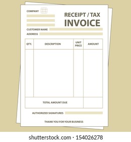 Illustration of unfill paper tax invoice form