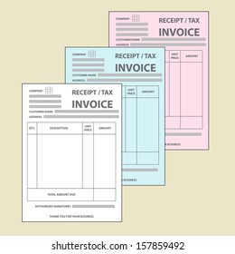 Illustration of unfill paper tax invoice form