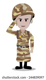 Illustration Of A Uniformed Solder Doing A Hand Salute 