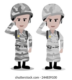 Illustration Of A Uniformed Solder Doing A Hand Salute 