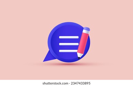 illustration unique copywriting writing document vector icon 3d  symbols isolated on background.3d design cartoon style. 