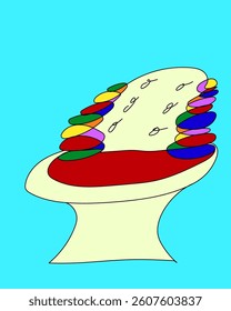  illustration of a unique design chair with colorful colors in freehand line