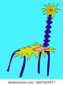  illustration of a unique design chair with colorful colors in freehand line