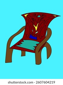  illustration of a unique design chair with colorful colors in freehand line