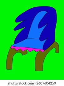 illustration of a unique design chair with colorful colors in freehand line