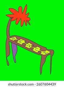  illustration of a unique design chair with colorful colors in freehand line