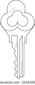 Die Illustration des einzigartigen Schlüssels mit Nelkenform