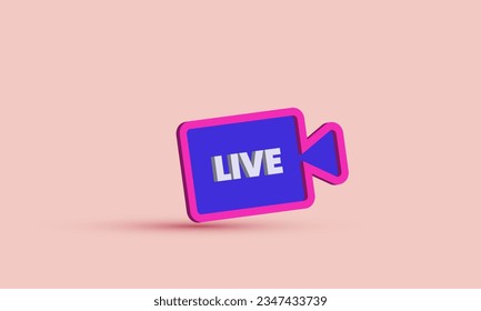 illustration unique live streaming social media vector icon 3d  symbols isolated on background.3d design cartoon style. 