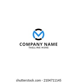 illustration unique and trendy stylish circular shape black and blue logo initial letter M.