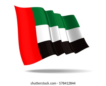 illustration United Arab Emirates flag waving Isolated on White Background,vector