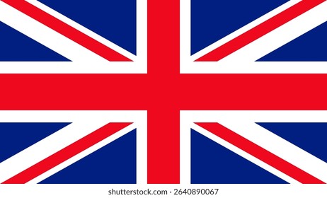 Illustration of the United Kingdom national flag with red, white and blue cross design