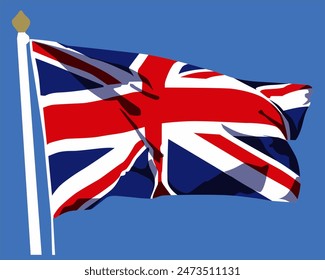 illustration of United Kingdom Union Jack Flag waving