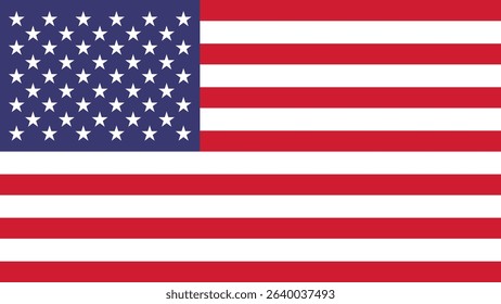 Illustration of the United States of America flag with stars and red white stripes